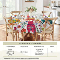 Polyester Cat Pattern Round Tablecloth - Waterproof Stain Wrinkle Resistant
