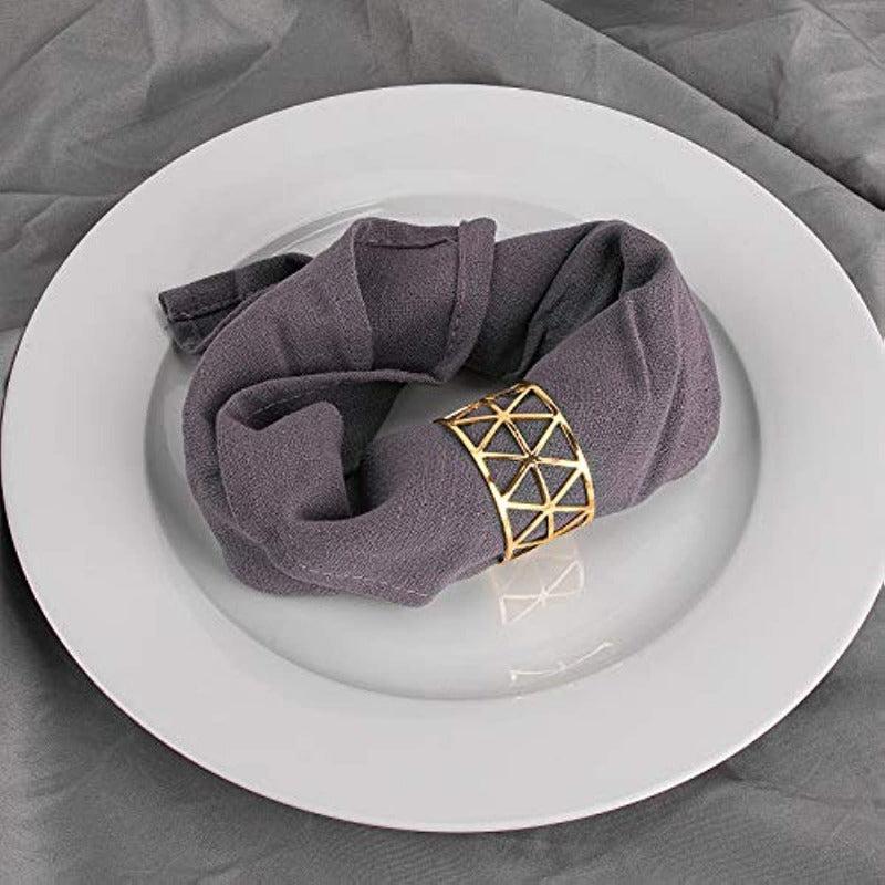 10pcs Golden Napkin Rings Solid Napkin Buckle Cast Iron Polished Metal Rings