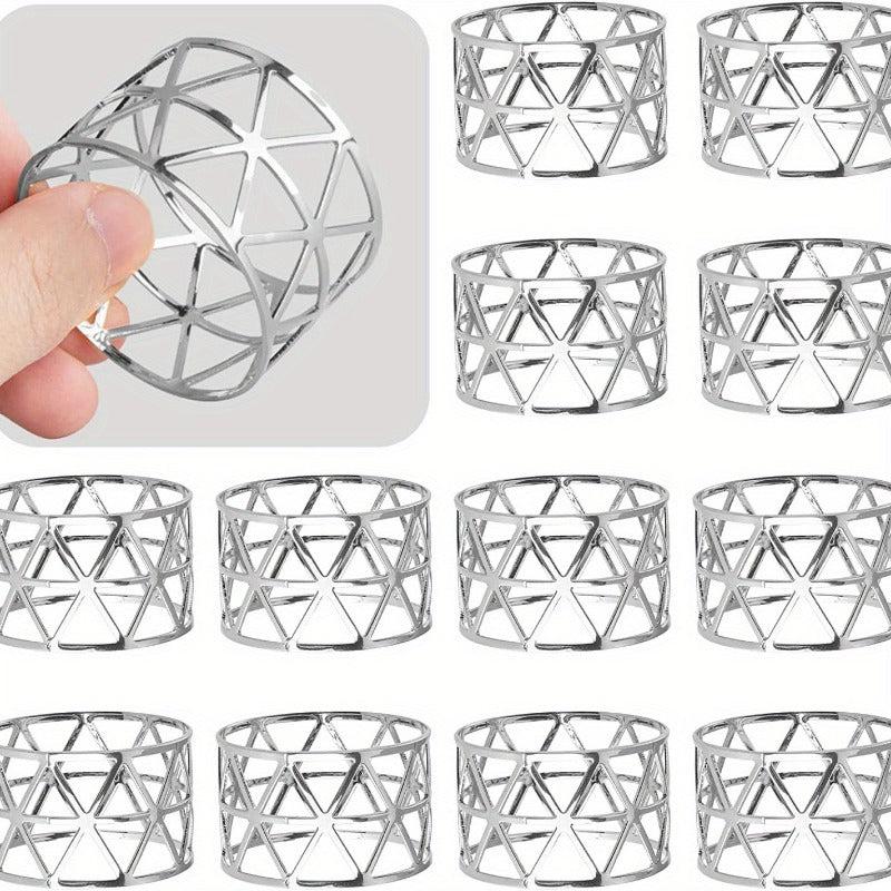 10pcs Golden Napkin Rings Solid Napkin Buckle Cast Iron Polished Metal Rings