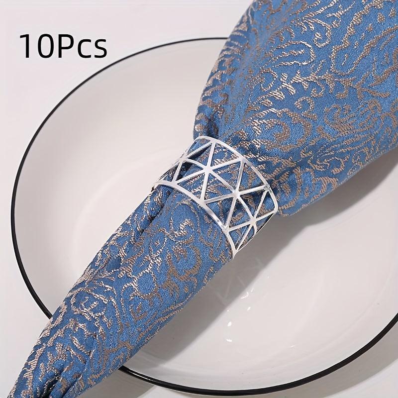 10pcs Golden Napkin Rings Solid Napkin Buckle Cast Iron Polished Metal Rings