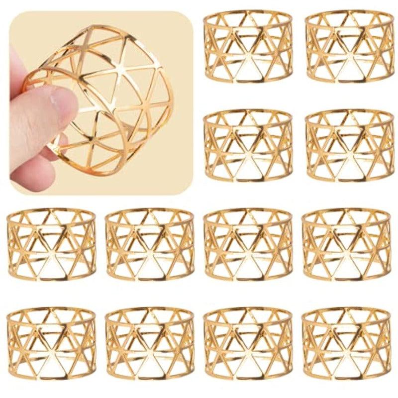 10pcs Golden Napkin Rings Solid Napkin Buckle Cast Iron Polished Metal Rings