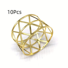 10pcs Golden Napkin Rings Solid Napkin Buckle Cast Iron Polished Metal Rings