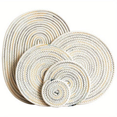 4pcs Round Placemats Cotton Rope Woven Placemat Heat Insulation Pad