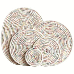 4pcs Round Placemats Cotton Rope Woven Placemat Heat Insulation Pad