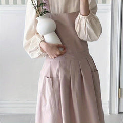 Large Cotton Apron with Pocket for Kitchen Baking Anti-Splash Floral Art