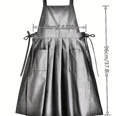 Large Cotton Apron with Pocket for Kitchen Baking Anti-Splash Floral Art