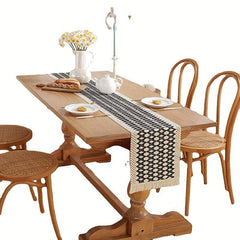1pc Cotton Table Runners Jacquard Table Cover Contrast Long Strip Table