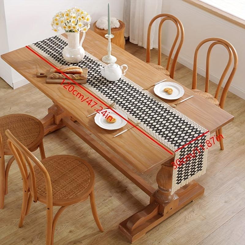 1pc Cotton Table Runners Jacquard Table Cover Contrast Long Strip Table