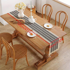 1pc Cotton Table Runners Jacquard Table Cover Contrast Long Strip Table