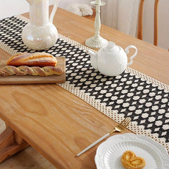1pc Cotton Table Runners Jacquard Table Cover Contrast Long Strip Table