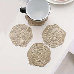 2pcs PVC Rose Flower Placemats Reusable Anti-slip Table Mats