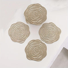 2pcs PVC Rose Flower Placemats Reusable Anti-slip Table Mats