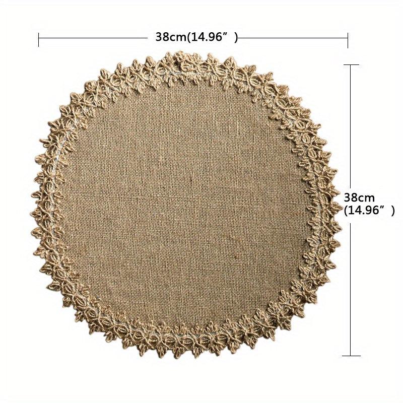 4pcs Jute Macrame Placemat Antiskid Boho Table Mat Indoor Outdoor Decor