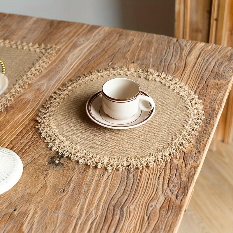 4pcs Jute Macrame Placemat Antiskid Boho Table Mat Indoor Outdoor Decor