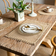 4pcs Jute Macrame Placemat Antiskid Boho Table Mat Indoor Outdoor Decor