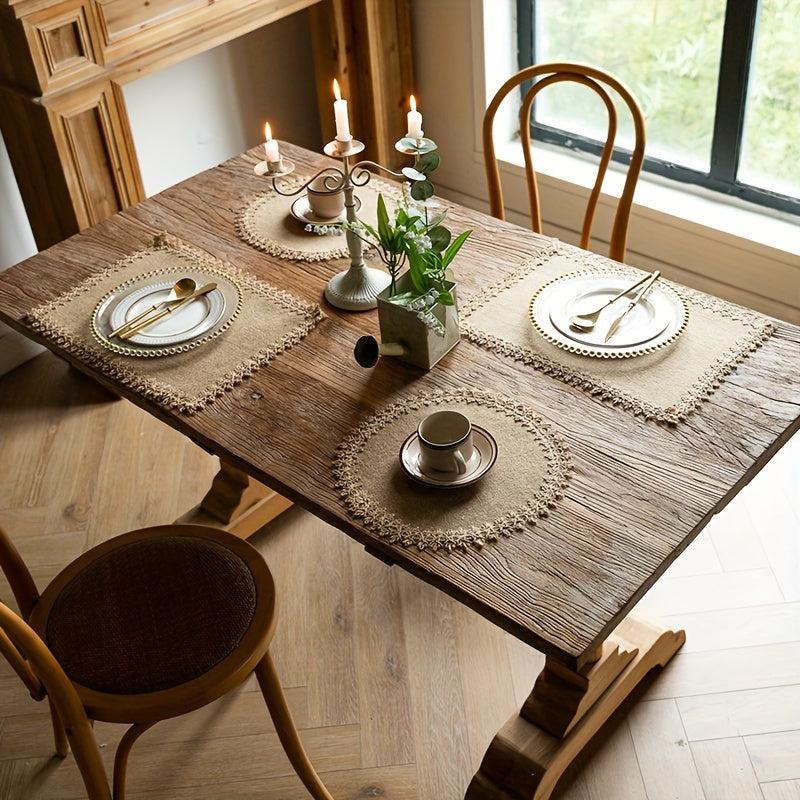 4pcs Jute Macrame Placemat Antiskid Boho Table Mat Indoor Outdoor Decor