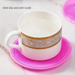 5pcs Round Silicone Dishwashing Cloth Kitchen Gadget