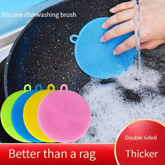 5pcs Round Silicone Dishwashing Cloth Kitchen Gadget
