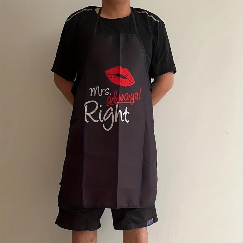Mr Right Mrs Always Right Bibs Cooking Aprons BBQ Drawing Couples Men Women