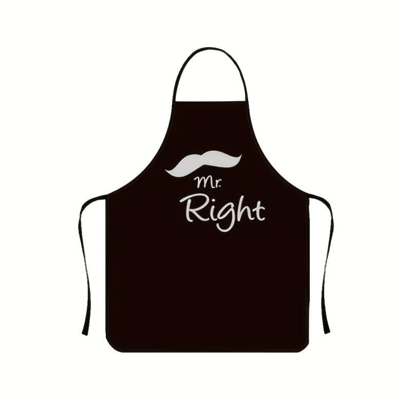 Mr Right Mrs Always Right Bibs Cooking Aprons BBQ Drawing Couples Men Women