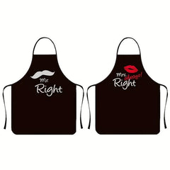 Mr Right Mrs Always Right Bibs Cooking Aprons BBQ Drawing Couples Men Women
