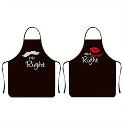 Mr Right Mrs Always Right Bibs Cooking Aprons BBQ Drawing Couples Men Women