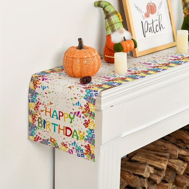 Happy Birthday Table Runner Polka Dot Hats Dining Table Decoration