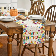 Happy Birthday Table Runner Polka Dot Hats Dining Table Decoration