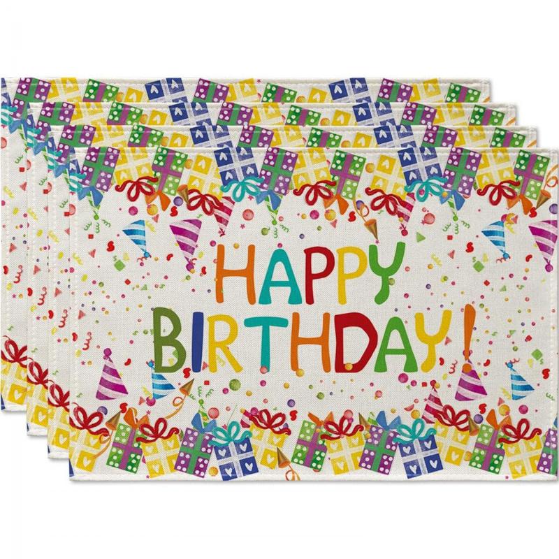 Happy Birthday Table Runner Polka Dot Hats Dining Table Decoration