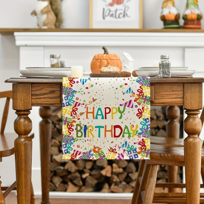 Happy Birthday Table Runner Polka Dot Hats Dining Table Decoration