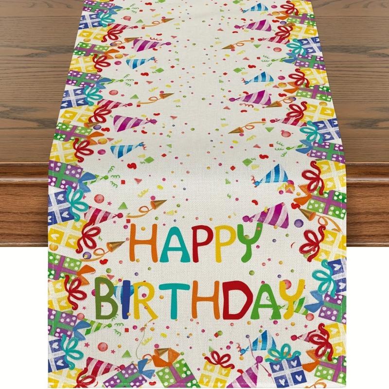 Happy Birthday Table Runner Polka Dot Hats Dining Table Decoration