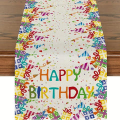 Happy Birthday Table Runner Polka Dot Hats Dining Table Decoration