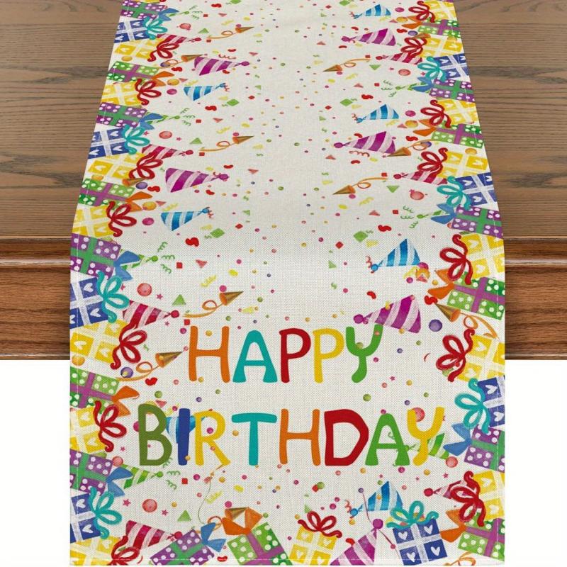 Happy Birthday Table Runner Polka Dot Hats Dining Table Decoration