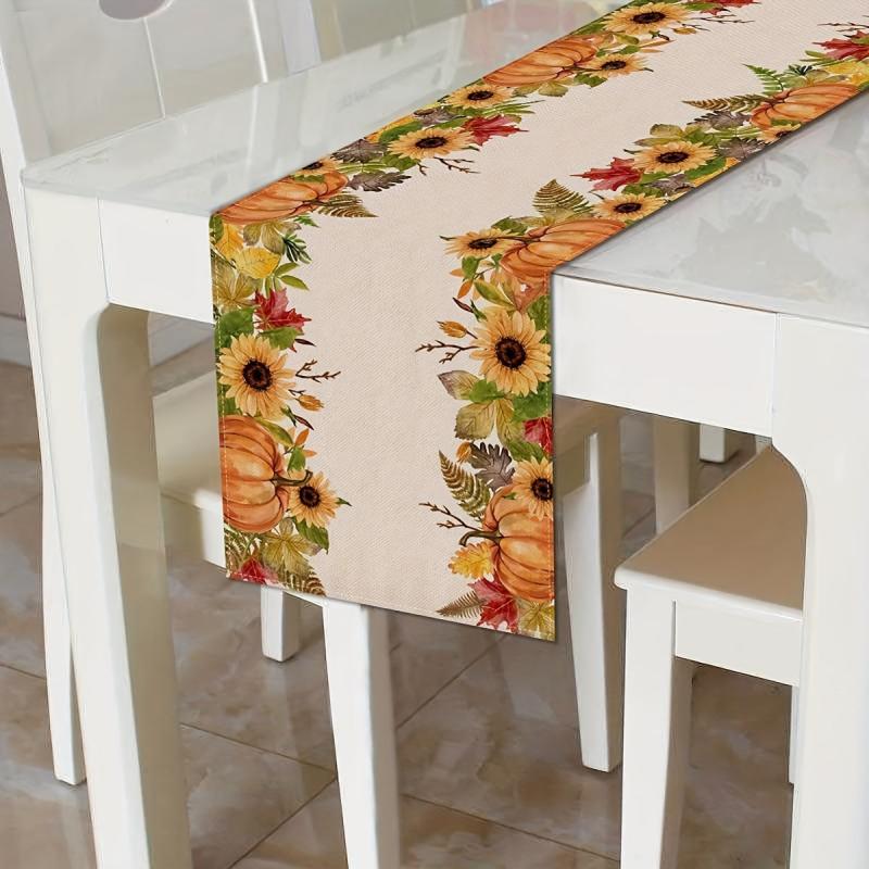 Fall Series Table Runner Thanksgiving Theme Polyester Table Cover