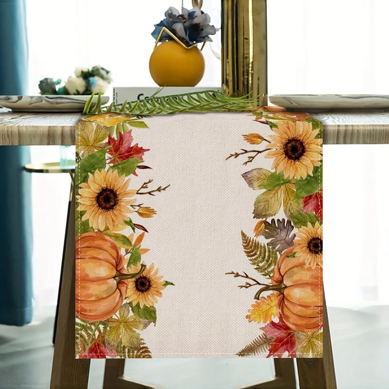 Fall Series Table Runner Thanksgiving Theme Polyester Table Cover