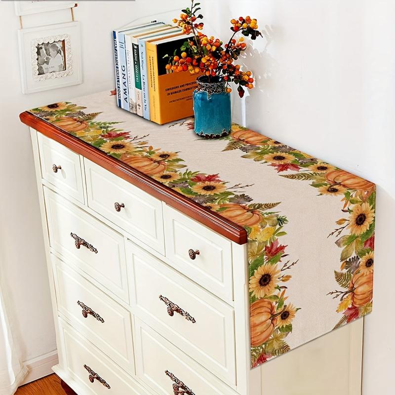 Fall Series Table Runner Thanksgiving Theme Polyester Table Cover