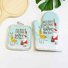 2pcs Colorful Printed Oven Mitts Heat Resistant Microwave Gloves