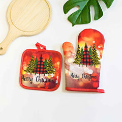 2pcs Colorful Printed Oven Mitts Heat Resistant Microwave Gloves