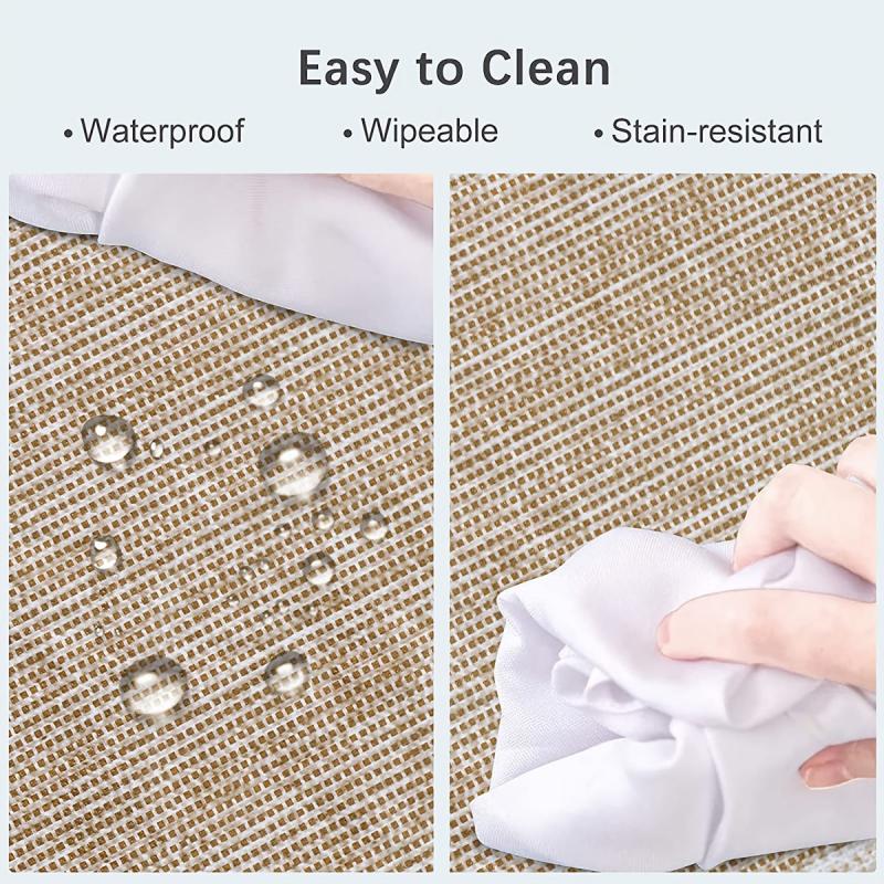 Waterproof PVC Tablecloth Brown Striped Tablecloth