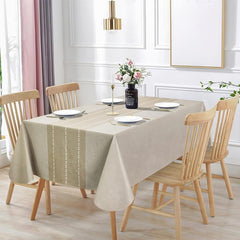 Waterproof PVC Tablecloth Brown Striped Tablecloth