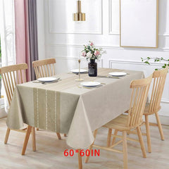 Waterproof PVC Tablecloth Brown Striped Tablecloth