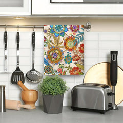 2pcs Colorful Floral Kitchen Hand Towels Absorbent Washable