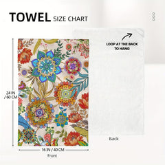 2pcs Colorful Floral Kitchen Hand Towels Absorbent Washable