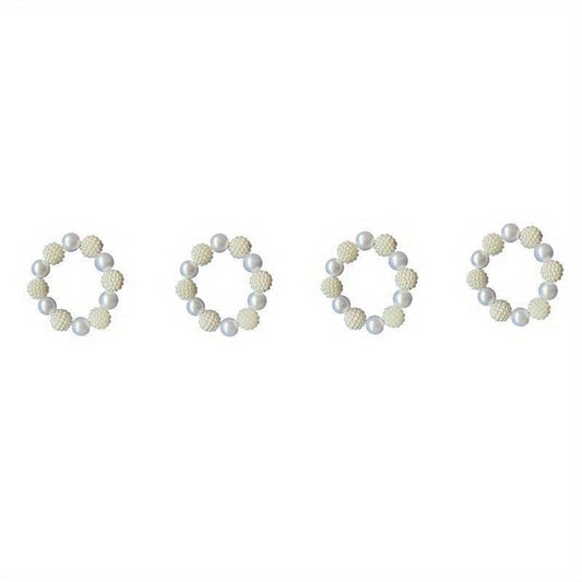 12pcs Plastic Pearl Beaded Napkin Holders for Dining Table Decor