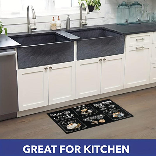 2pcs Coffee Cup Pattern Area Floor Mat Soft Stain-resistant Carpet
