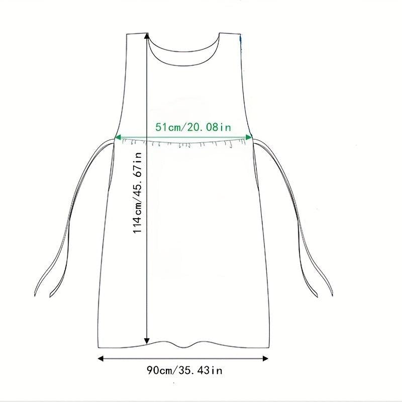 Retro Plaid Dress Style Apron With Pockets Adjustable Stain Resistant Vest Apron