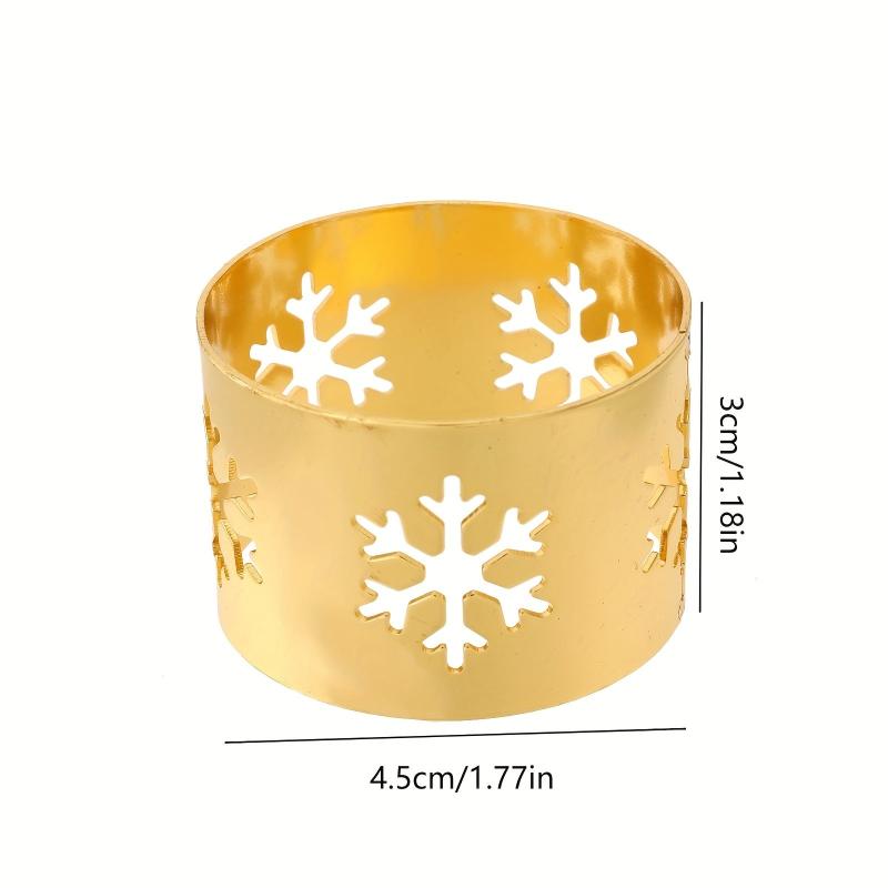 6pcs Snowflake Napkin Rings Cast Iron Polished Metal Carved Hollow