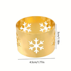 6pcs Snowflake Napkin Rings Cast Iron Polished Metal Carved Hollow