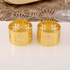 6pcs Snowflake Napkin Rings Cast Iron Polished Metal Carved Hollow