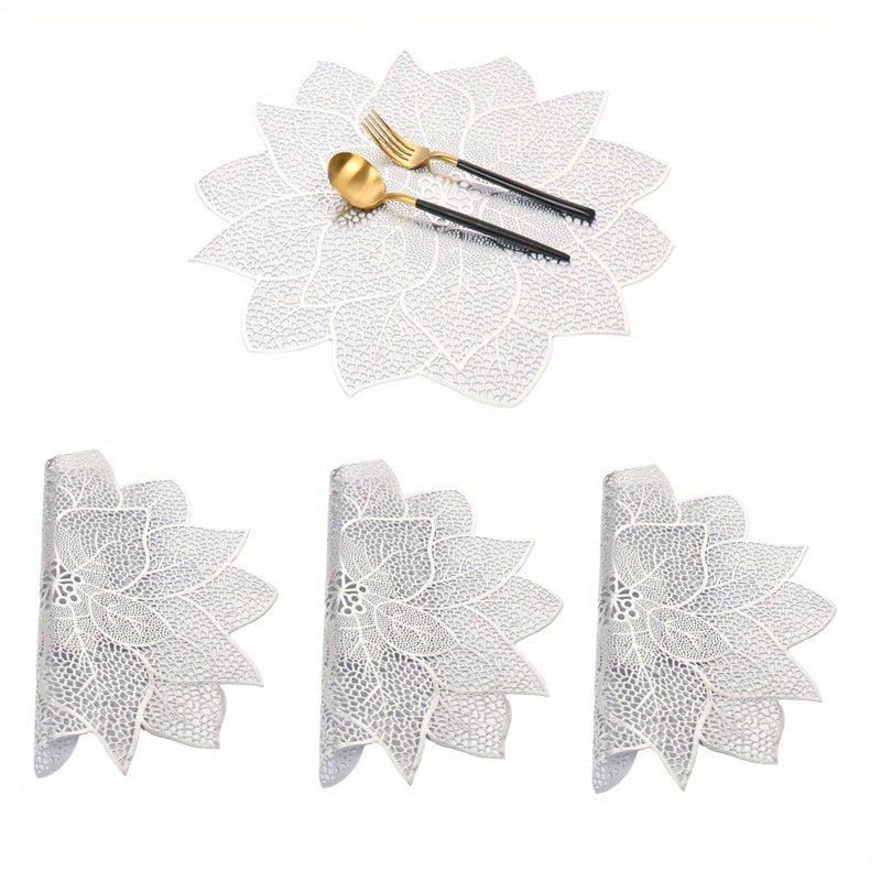 1pc Flower Shaped PVC Place Mat Waterproof Heat Insulation Table Mat